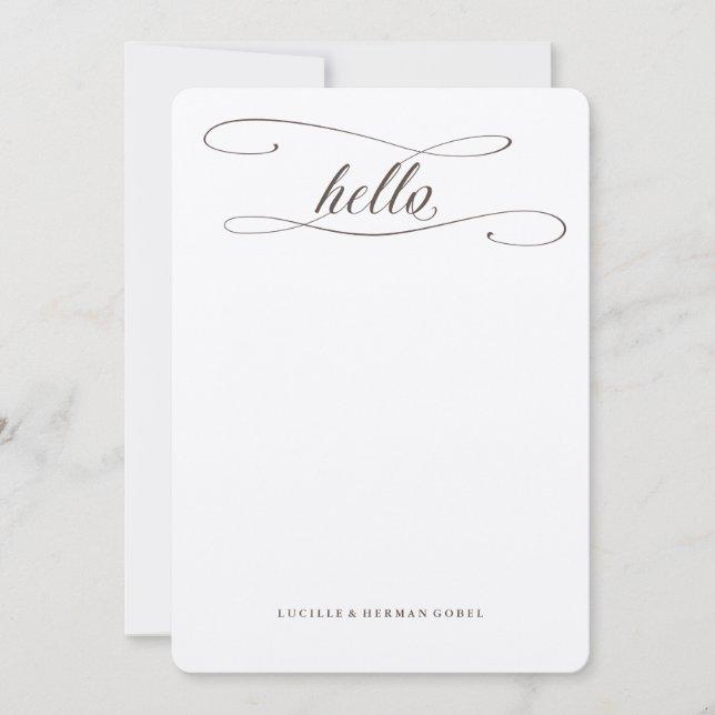 Personalisiert Hello Calligraphy Kraft Stationery Mitteilungskarte (Vorderseite)
