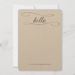 Personalisiert Hello Calligraphy Kraft Stationery Mitteilungskarte