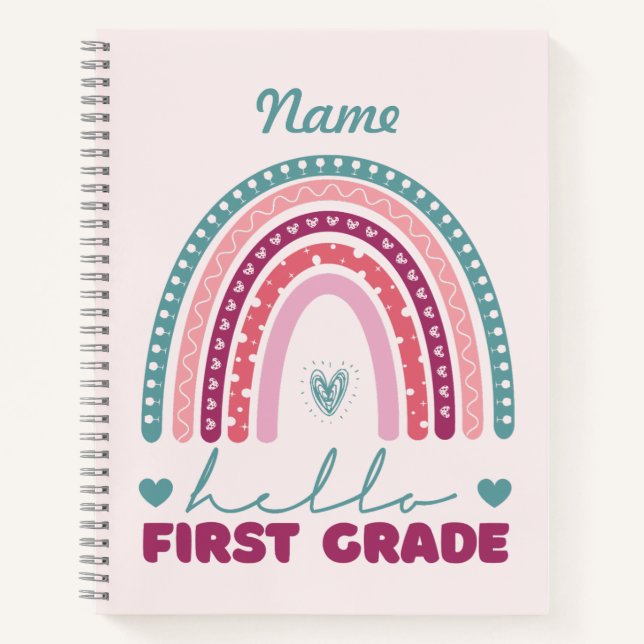 Personalisiert Hello First Grade Notizbuch (Vorderseite)