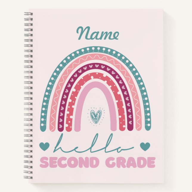 Personalisiert Hello Second Grade Notizbuch (Vorderseite)