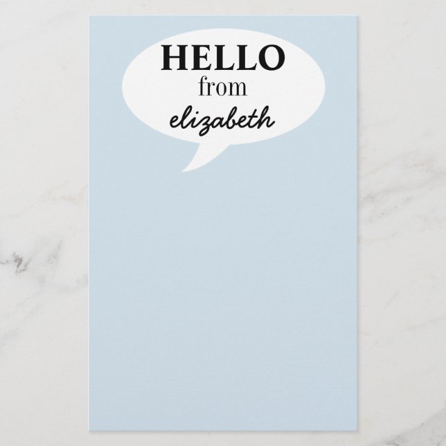 Personalisiert Hello Stationery Briefpapier (Vorderseite)
