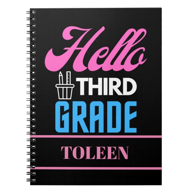 Personalisiert Hello Third Grade Notizblock (Vorderseite)