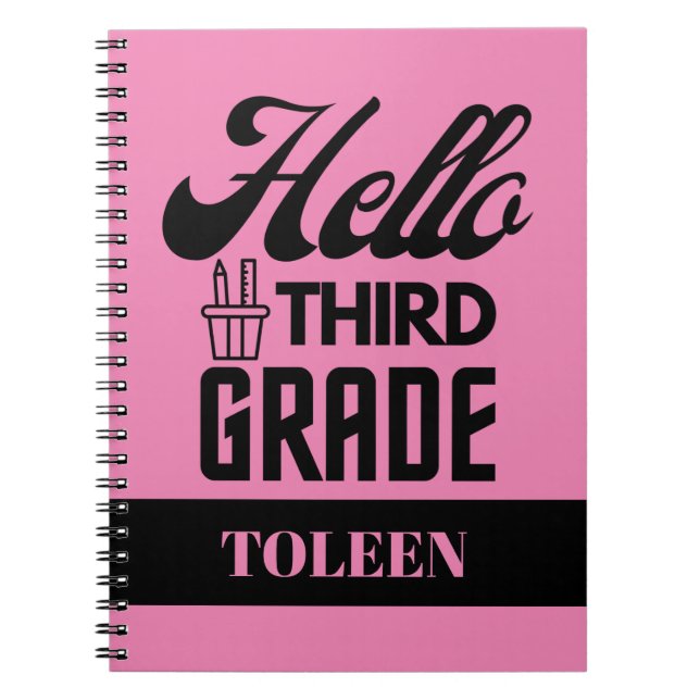 Personalisiert Hello Third Grade Notizblock (Vorderseite)