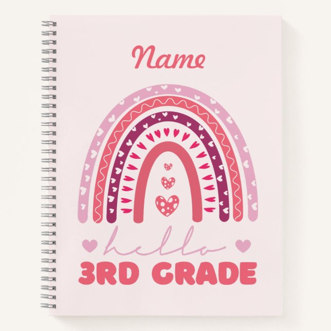 Personalisiert Hello Third Grade Notizbuch (Vorderseite)