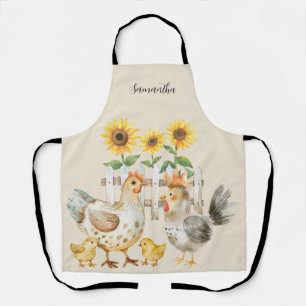 Personalisiert Hen Sunflower Watercolor Schürze