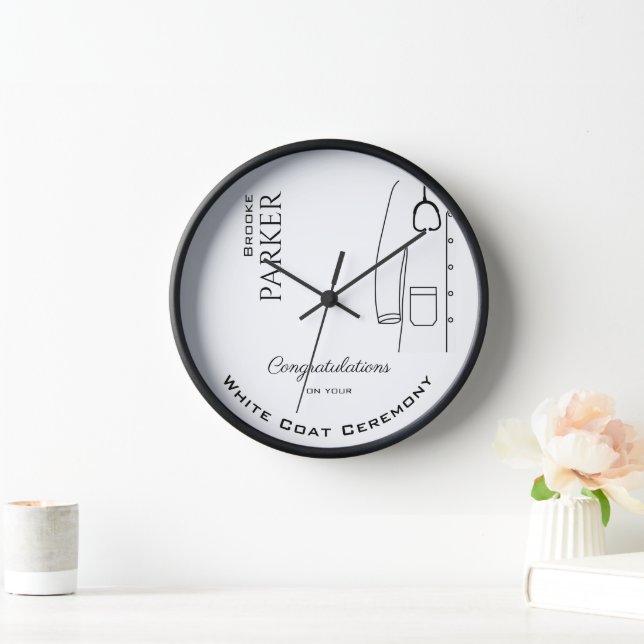 Personalisiert Herzlichen Glückwunsch Weißes Coat  Uhr (Zuhause)