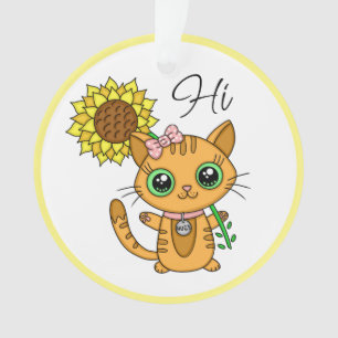 Personalisiert Hi und Hugs   Niedliche Katze mit S Ornament