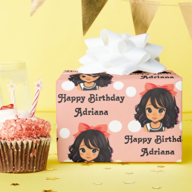 Personalisiert Hispanic Girl Birthday Geschenkpapier (Geburtstagsparty)