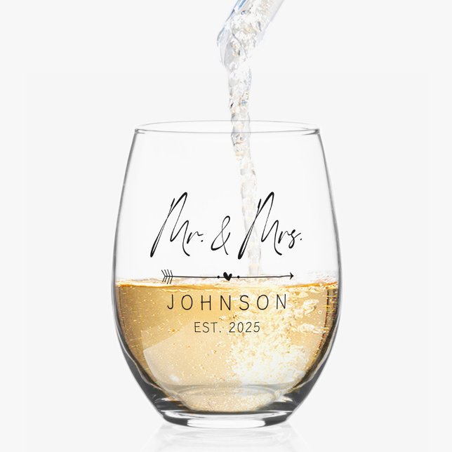Personalisiert Hochzeit Mr. and Mrs. Glasses Weinglas Ohne Stiel (Von Creator hochgeladen)
