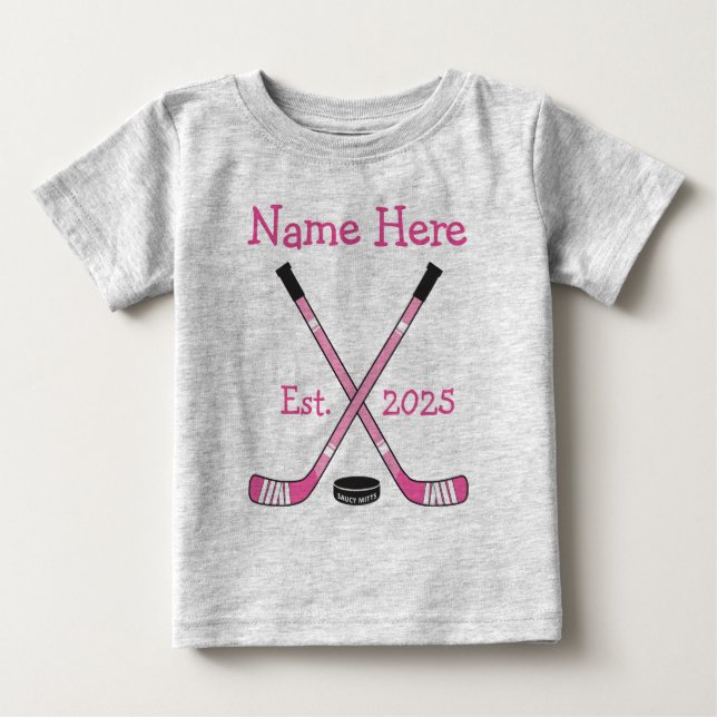 Personalisiert Hockey Baby Girl Name Jahr Geboren  T-shirt (Vorderseite)