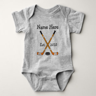 Personalisiert Hockey Baby Name Jahr Geboren Orang Strampler