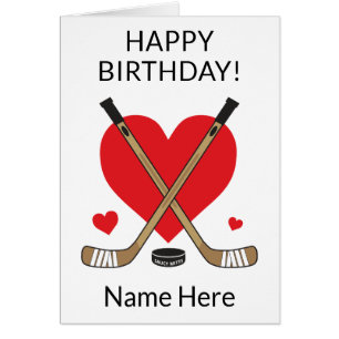 Personalisiert Hockey Birthday Hearts Hockey Stick