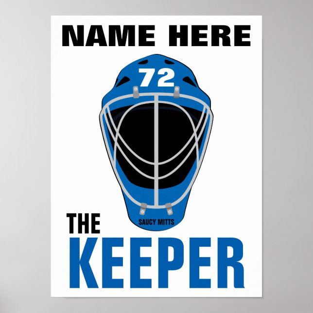 Personalisiert Hockey Goalie Mask Keeper-Nummer Poster (Vorne)