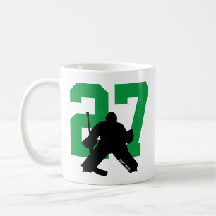 Personalisiert Hockey Goalie Player Number Green Kaffeetasse