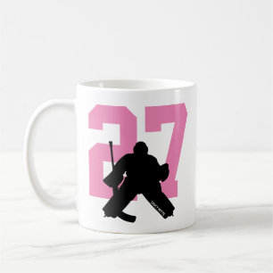 Personalisiert Hockey Goalie Player Nummer Rosa Kaffeetasse