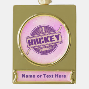 Personalisiert Hockey Godmutter Weihnachtsdekorati Banner-Ornament Gold