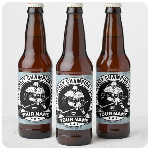 Personalisiert Hockey Player Ice Rink Team Athlete Bierflaschenetikett