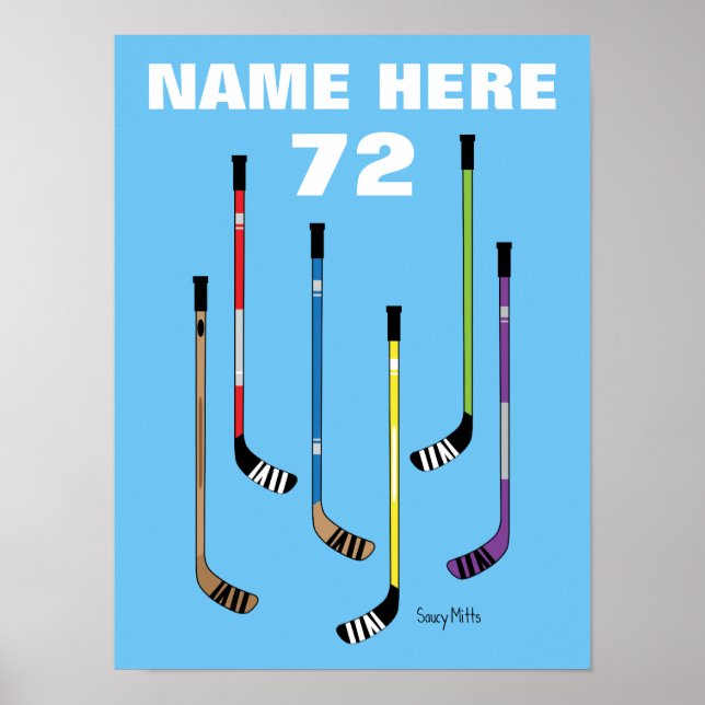 Personalisiert Hockey Player Name Hockey Sticks Poster (Vorne)