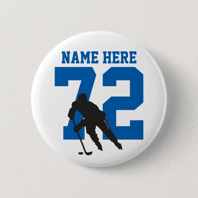 Personalisiert Hockey Player Name Number blass Pin Button (Vorderseite)