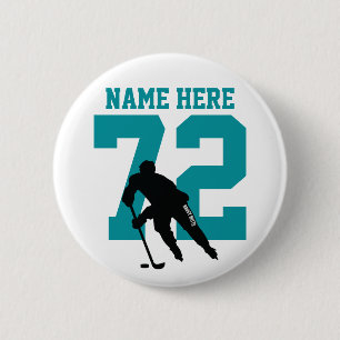 Personalisiert Hockey Player Name Number Sharks Aq Button