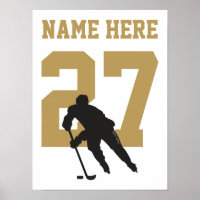 Personalisiert Hockey Player Number Black und Gold