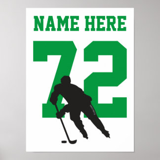 Personalisiert Hockey Player Number Green Poster