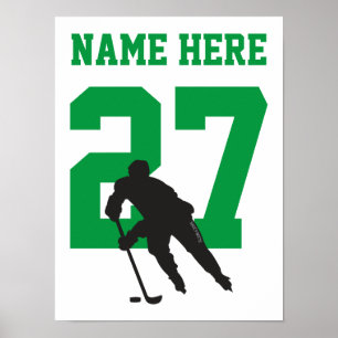 Personalisiert Hockey Player Number Green Poster