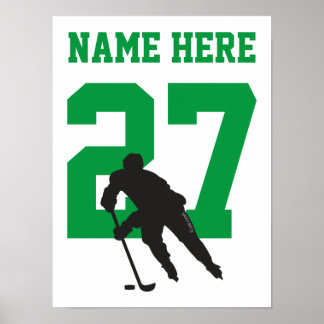 Personalisiert Hockey Player Number Green Poster