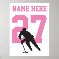 Personalisiert Hockey Player Number Pink Girls