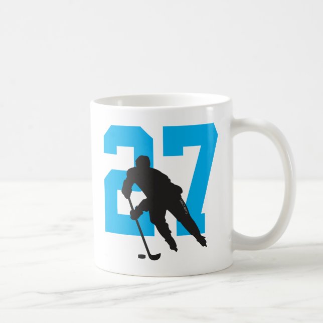 Personalisiert Hockey Player Number Türkise Blue Kaffeetasse (Rechts)