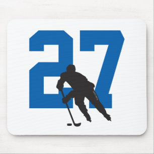 Personalisiert Hockey Player Nummer Blau Mousepad