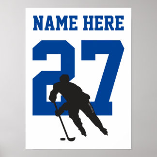 Personalisiert Hockey Player Nummer Blau Poster
