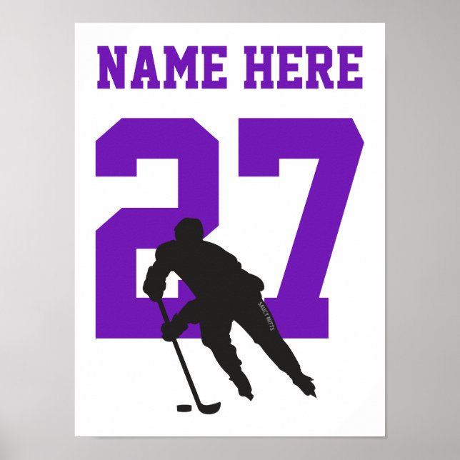Personalisiert Hockey Player Nummer Lila Poster (Vorne)