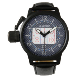 Personalisiert Hockey Rink Diagramm Blue Carbon St Armbanduhr