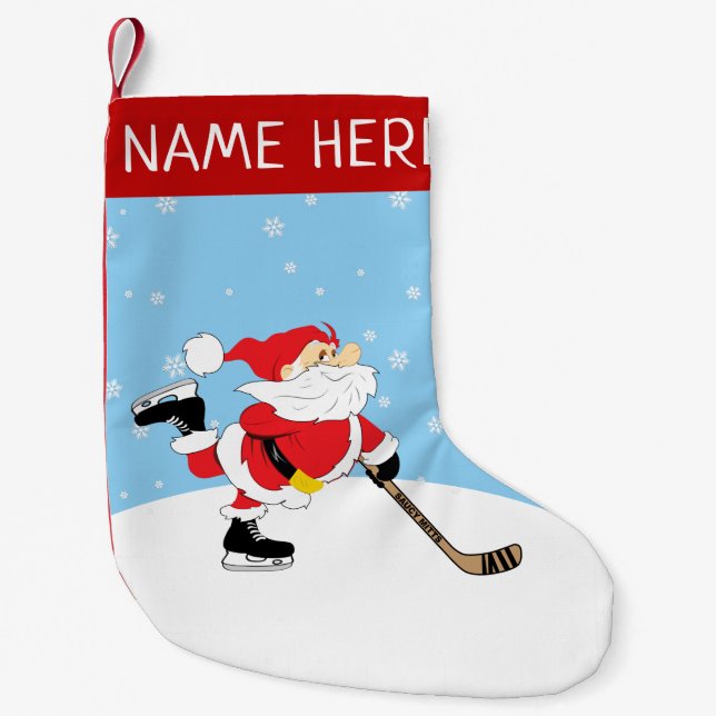 Personalisiert Hockey Santa Kleiner Weihnachtsstrumpf (Vorderseite)