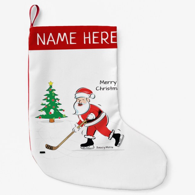 Personalisiert Hockey Santa Strumpf Kleiner Weihnachtsstrumpf (Vorderseite)