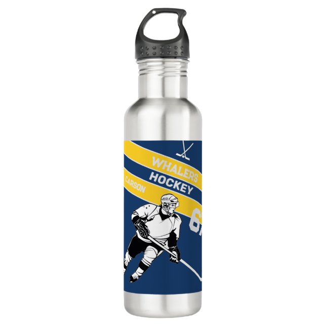Personalisiert Hockey Wasserflasche Edelstahlflasche (Vorderseite)
