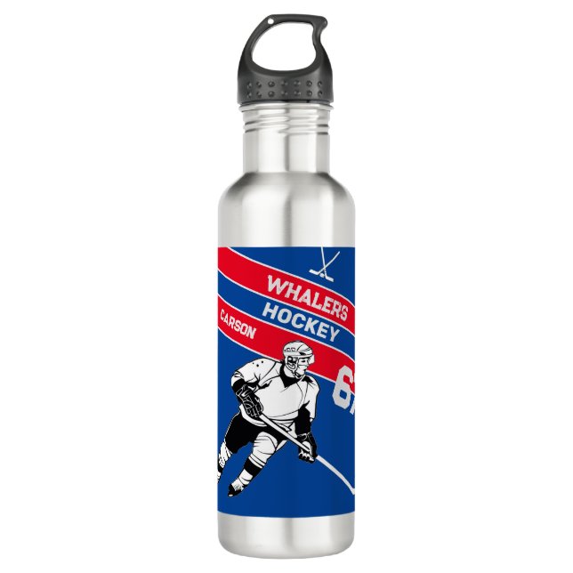 Personalisiert Hockey Wasserflasche Edelstahlflasche (Vorderseite)