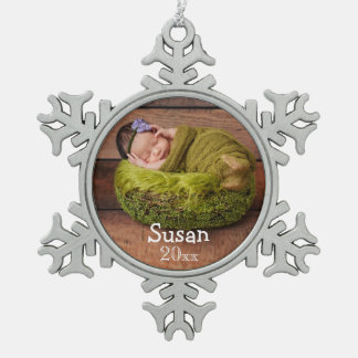Personalisiert Holiday Foto Weihnachtsschmuck Schneeflocken Zinn-Ornament