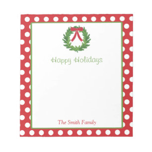 Personalisiert Holiday Notepad Weihnachtskranz Notizblock