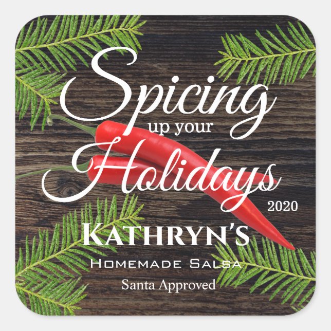 Personalisiert Homemade Salsa Quadratischer Aufkleber (Vorderseite)