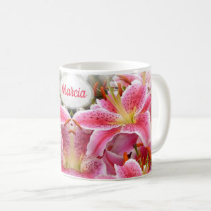 Personalisiert Hübsche Pink Stargazer Lilies Kaffeetasse