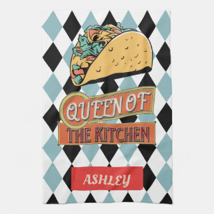 Personalisiert hübsches Vintages Taco Geometric Bl Geschirrtuch