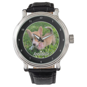 Personalisiert Hunde Foto Monogram Moderner Hausbe Armbanduhr