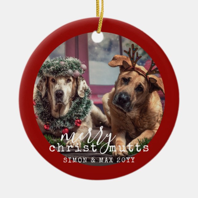 Personalisiert Hunde Hunde Foto Weihnachten Keramik Ornament (Vorne)