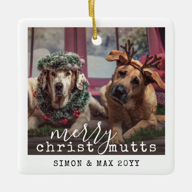Personalisiert Hunde Hunde Foto Weihnachten Weihna Keramikornament (Vorderseite)