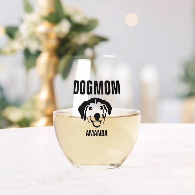 Personalisiert Hunde Mama Individuelle Name Weinglas Ohne Stiel (Insitu (Hochzeit))