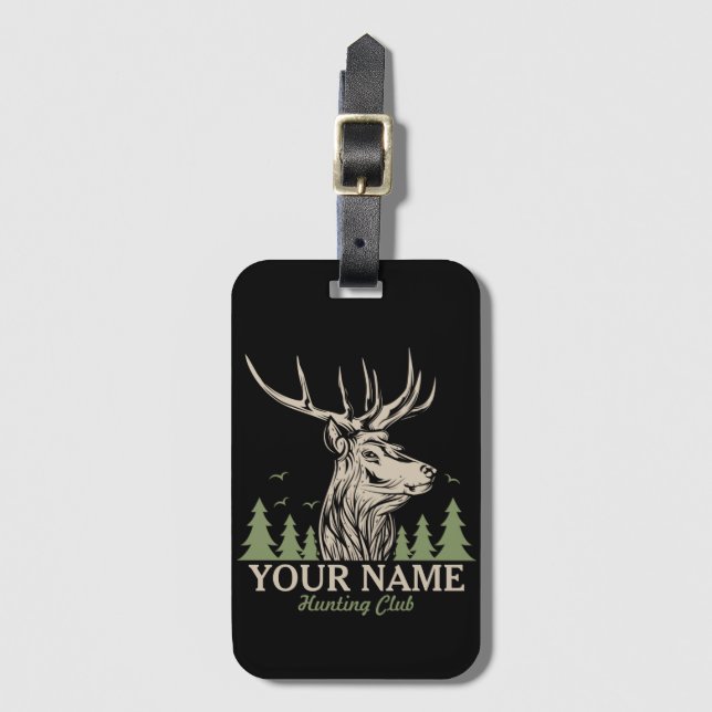 Personalisiert Hunter Deer Elk Antler Jagdclub Gepäckanhänger (Vorderseite Vertikal)