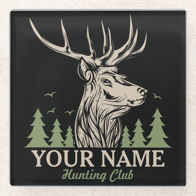 Personalisiert Hunter Deer Elk Antler Jagdclub  Glasuntersetzer (Vorderseite)