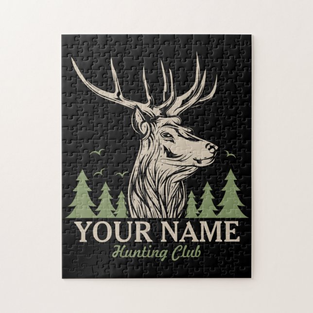 Personalisiert Hunter Deer Elk Antler Jagdclub Puzzle (Vertikal)